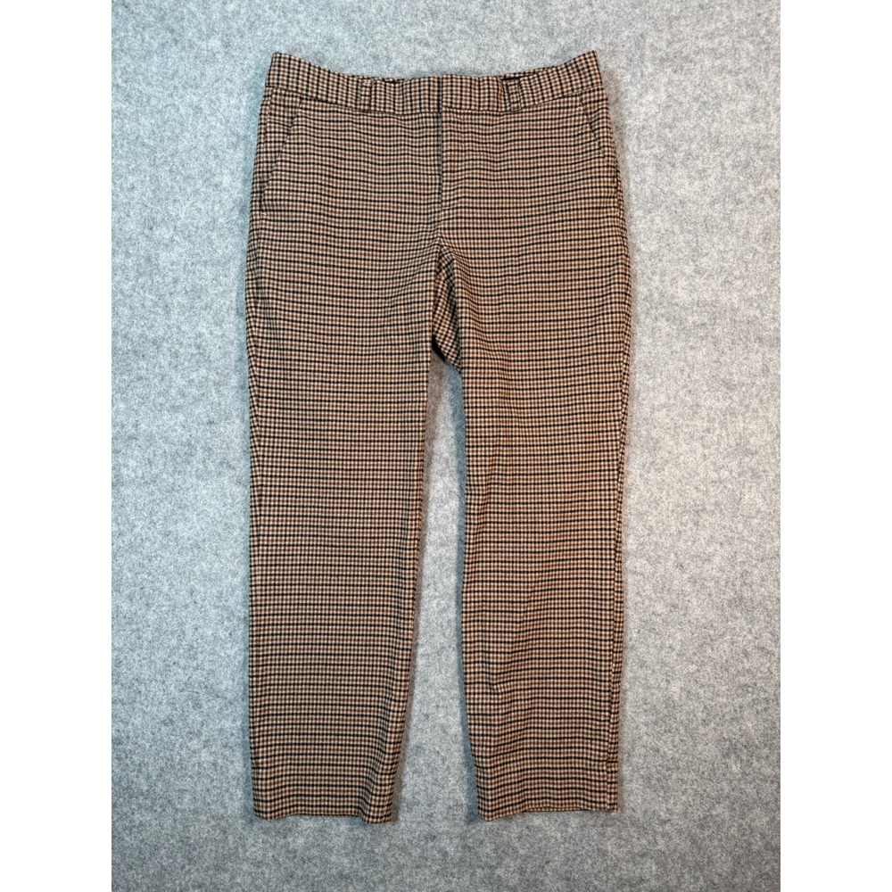 Banana Republic Avery Ankle Pants Brown Black Houndstooth Plaid Trousers Women 6